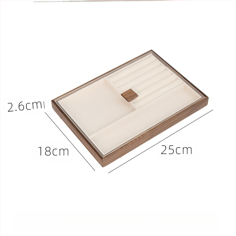 Musta pähkli täispuidust ehete hoiukarp suure mahutavusega kõrvarõngaste kaelakee ehtekarp väike dekoratiivkarp tehase sirged juuksed