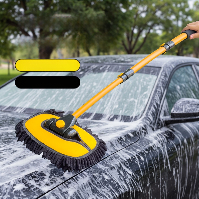 „Zhongheng“ automobilių plovimo šluostė, specialus automobilių plovimo šepetys, nepažeidžiantis automobilio, ilga rankena, teleskopinis minkštų šerelių šepetys automobilio valymui ir šluostymui