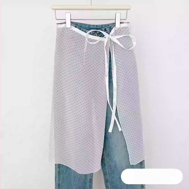 Proljetna niša za 2024. godinu, korejski stil, bijela čipkasta zavjesa za prdenje za žene, slatka suknja s vezanjem, univerzalna pregača, navlaka za suknju