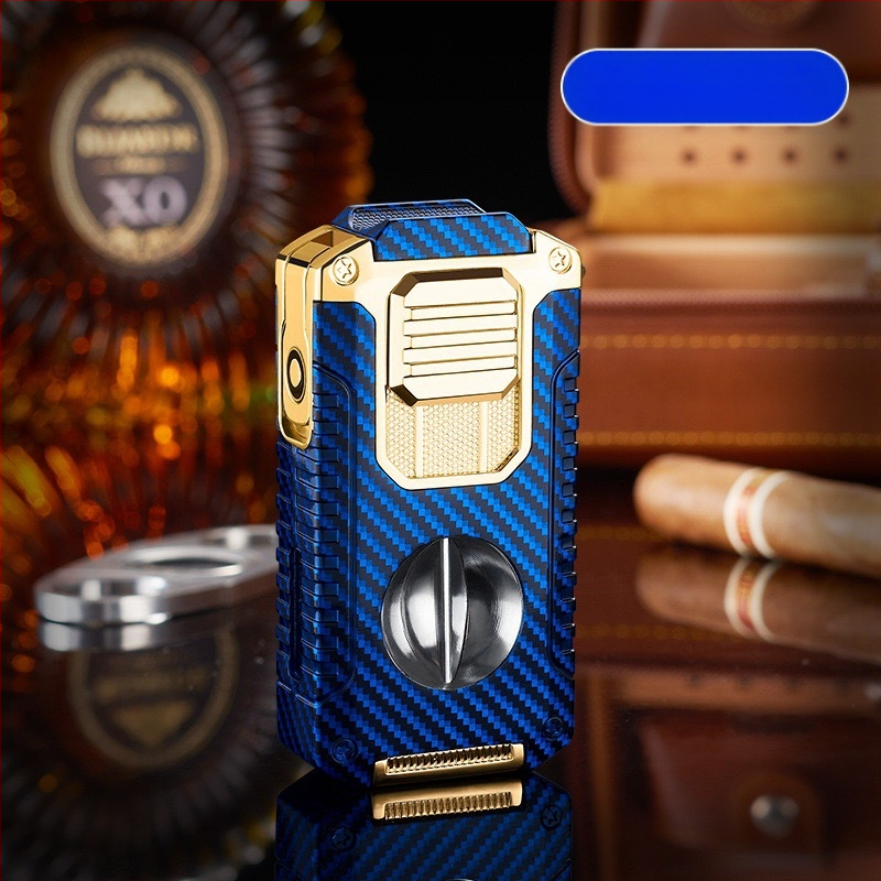 Radošs piecu vienā trīs uguņu tiešās aizdedzes cigāru šķiltavas komplektā ar V veida cigāru griezēju, pārnēsājams daudzfunkcionāls šķiltavas