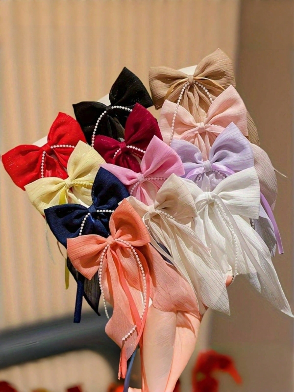 Határokon átnyúló új Gipsophila gyöngyházfényű gyémánt masni szalaggal hajtű női lófarok felső klip ruházati hajtű