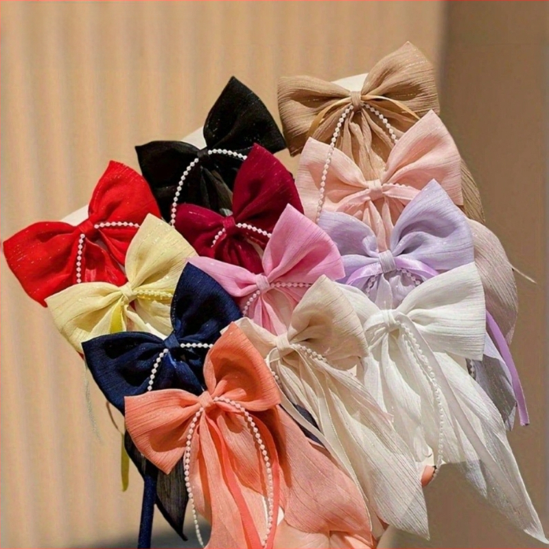 Határokon átnyúló új Gipsophila gyöngyházfényű gyémánt masni szalaggal hajtű női lófarok felső klip ruházati hajtű