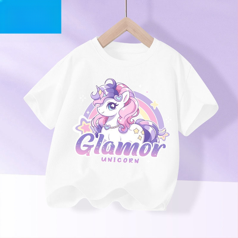 Детска лятна тениска с къс ръкав за момичета, нова 2025 г. от чист памук, моден топ за момичета, дишаща спортна тениска с половин ръкав