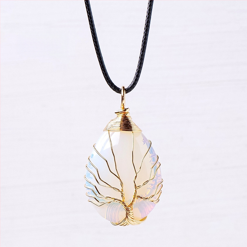 Tarptautinis karšto pardavimo natūralaus krištolo gyvybės medžio vandens lašo šilko pakabukas rankomis austas energijos akmens vėrinys papuošalų didmeninė prekyba