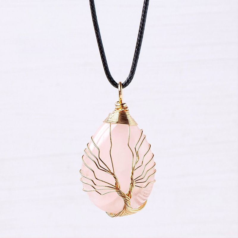 Tarptautinis karšto pardavimo natūralaus krištolo gyvybės medžio vandens lašo šilko pakabukas rankomis austas energijos akmens vėrinys papuošalų didmeninė prekyba