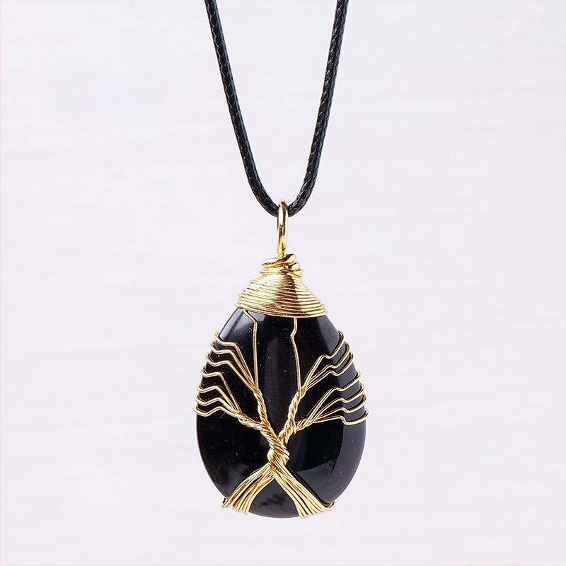 Tarptautinis karšto pardavimo natūralaus krištolo gyvybės medžio vandens lašo šilko pakabukas rankomis austas energijos akmens vėrinys papuošalų didmeninė prekyba