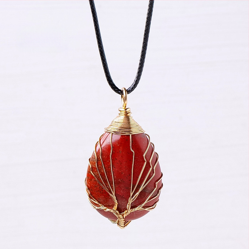 Tarptautinis karšto pardavimo natūralaus krištolo gyvybės medžio vandens lašo šilko pakabukas rankomis austas energijos akmens vėrinys papuošalų didmeninė prekyba