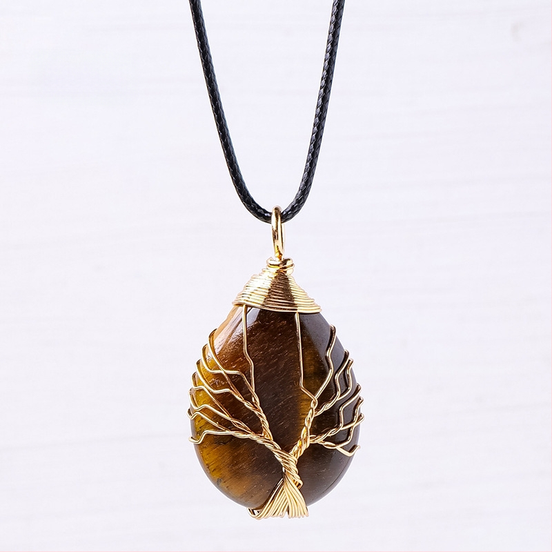 Tarptautinis karšto pardavimo natūralaus krištolo gyvybės medžio vandens lašo šilko pakabukas rankomis austas energijos akmens vėrinys papuošalų didmeninė prekyba