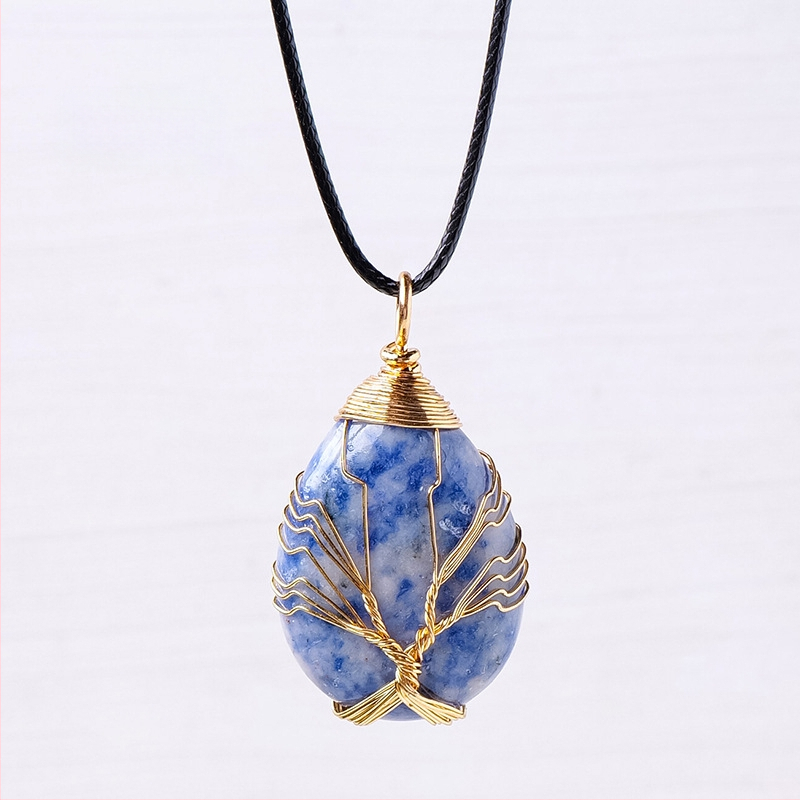 Tarptautinis karšto pardavimo natūralaus krištolo gyvybės medžio vandens lašo šilko pakabukas rankomis austas energijos akmens vėrinys papuošalų didmeninė prekyba