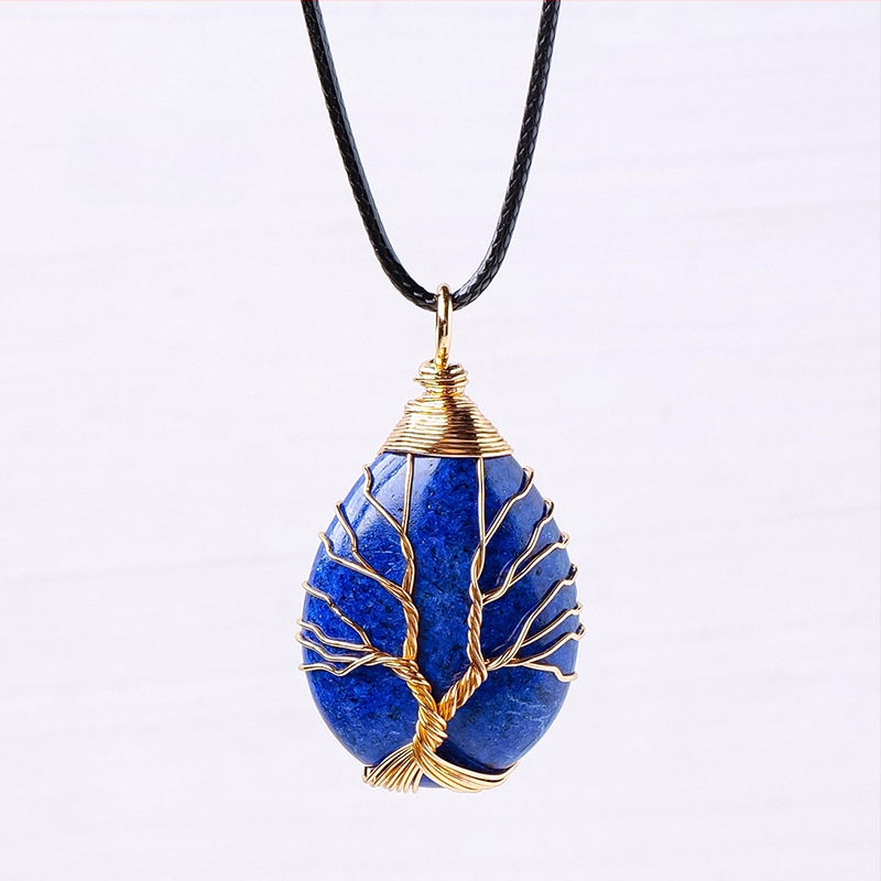 Tarptautinis karšto pardavimo natūralaus krištolo gyvybės medžio vandens lašo šilko pakabukas rankomis austas energijos akmens vėrinys papuošalų didmeninė prekyba