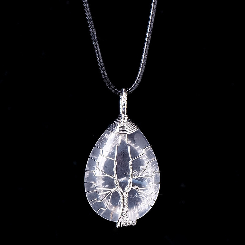 Tarptautinis karšto pardavimo natūralaus krištolo gyvybės medžio vandens lašo šilko pakabukas rankomis austas energijos akmens vėrinys papuošalų didmeninė prekyba