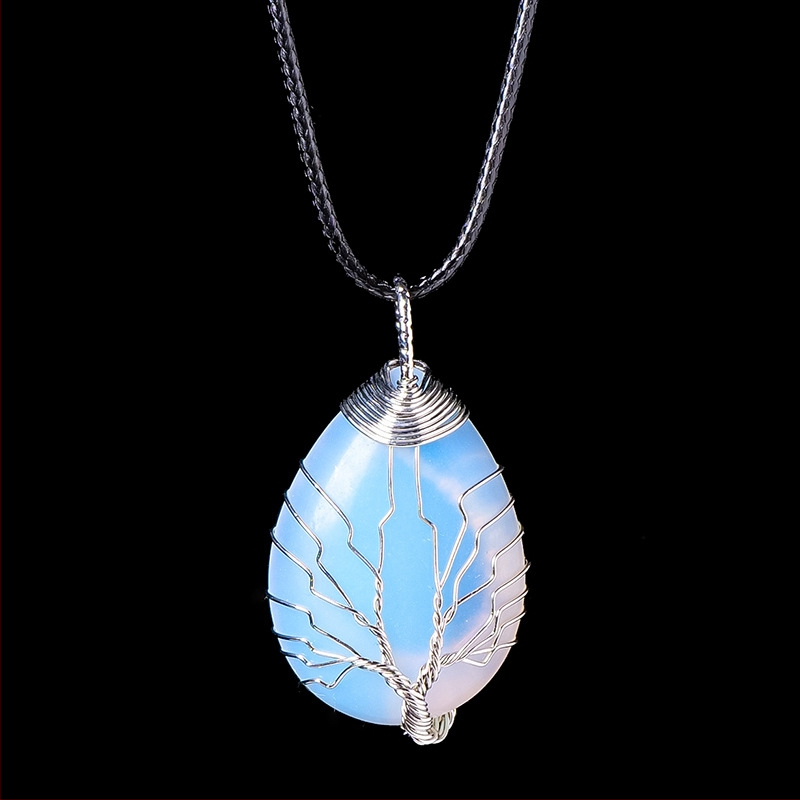 Tarptautinis karšto pardavimo natūralaus krištolo gyvybės medžio vandens lašo šilko pakabukas rankomis austas energijos akmens vėrinys papuošalų didmeninė prekyba