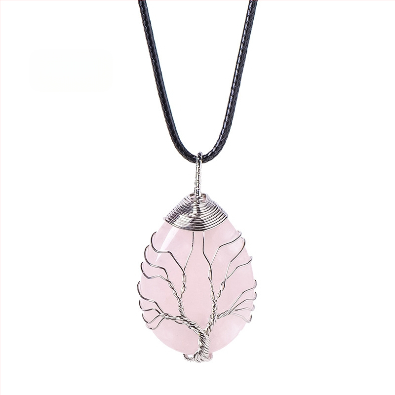 Tarptautinis karšto pardavimo natūralaus krištolo gyvybės medžio vandens lašo šilko pakabukas rankomis austas energijos akmens vėrinys papuošalų didmeninė prekyba