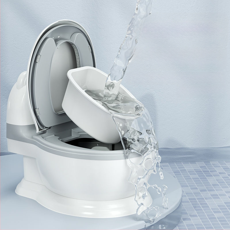 Bērnu podiņš, liels mājsaimniecības bērnu tualete, meitenes tualete, mazulis, bērni, mākslīgais urīns, spainis, zēna urīns