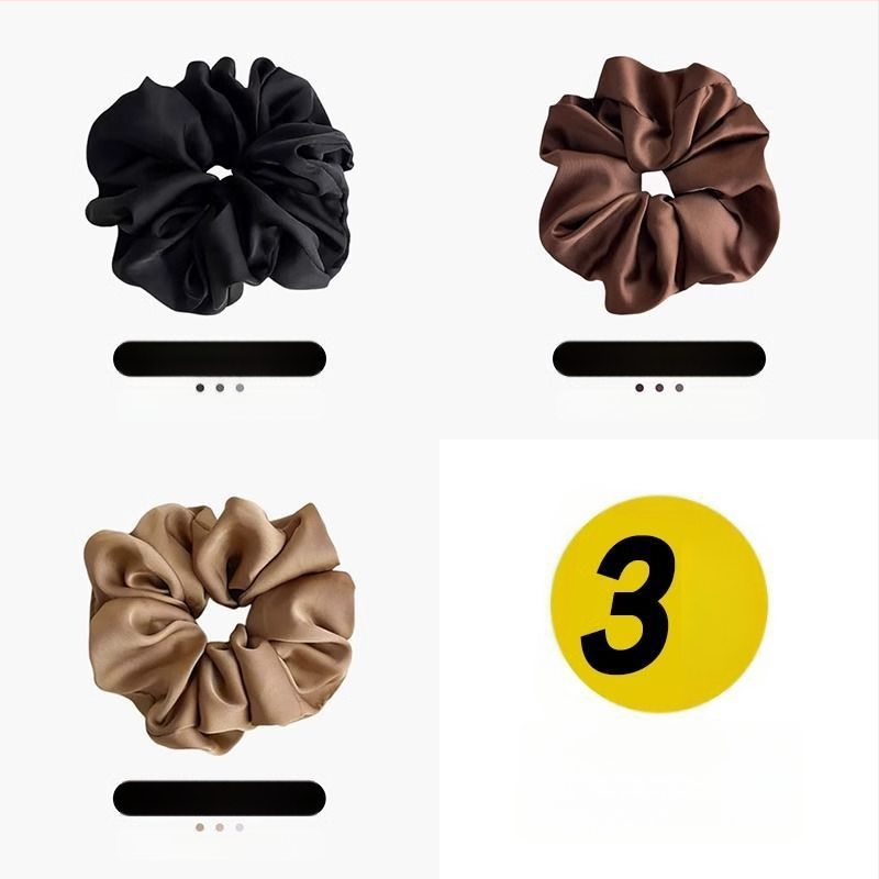 „Satin Sense“ storosios žarnos plaukų kilpos elegantiška virvelė moterims, paprasta apvali galva, universali, aukštos klasės, lengva, prabangi, balta.