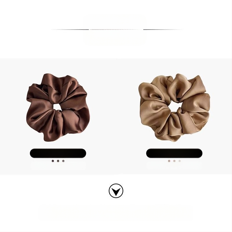 „Satin Sense“ storosios žarnos plaukų kilpos elegantiška virvelė moterims, paprasta apvali galva, universali, aukštos klasės, lengva, prabangi, balta.