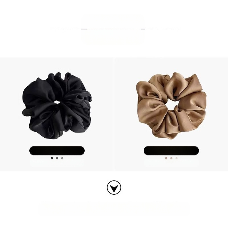 „Satin Sense“ storosios žarnos plaukų kilpos elegantiška virvelė moterims, paprasta apvali galva, universali, aukštos klasės, lengva, prabangi, balta.