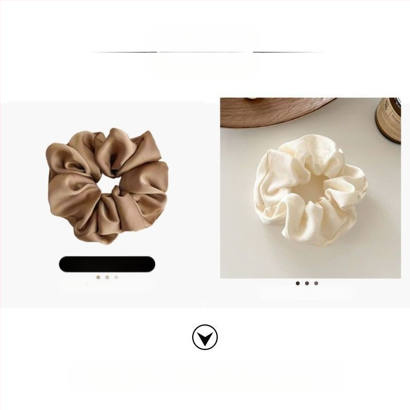 „Satin Sense“ storosios žarnos plaukų kilpos elegantiška virvelė moterims, paprasta apvali galva, universali, aukštos klasės, lengva, prabangi, balta.