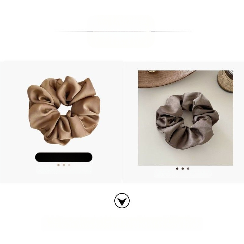 „Satin Sense“ storosios žarnos plaukų kilpos elegantiška virvelė moterims, paprasta apvali galva, universali, aukštos klasės, lengva, prabangi, balta.