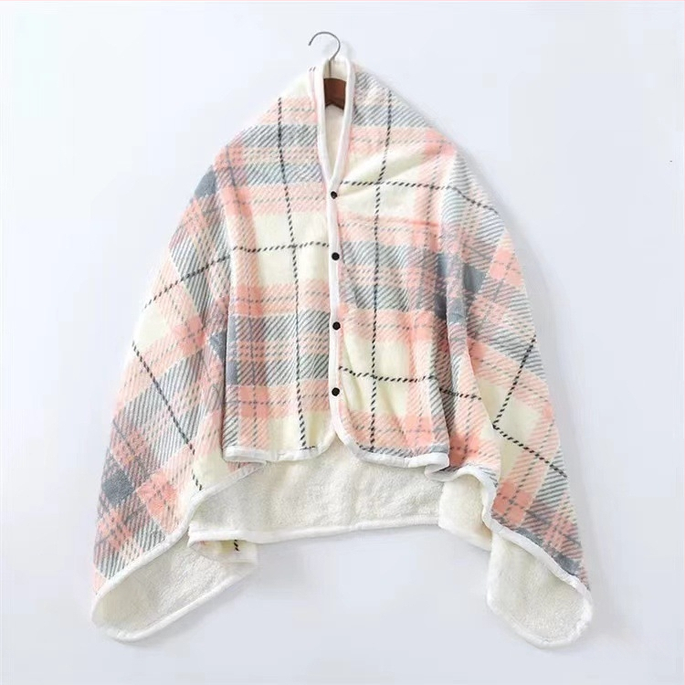 Daugiafunkcinė dvisluoksnė stora vilnonė skara-antklodė, laisvalaikio biuro antklodė, moteriška šilta skara-antklodė su sagtimi