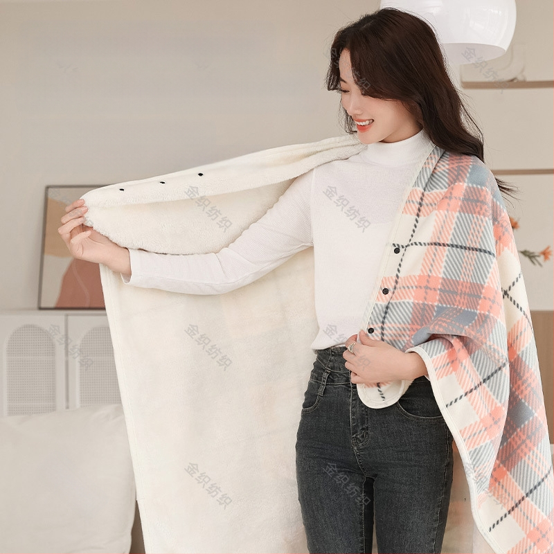 Daugiafunkcinė dvisluoksnė stora vilnonė skara-antklodė, laisvalaikio biuro antklodė, moteriška šilta skara-antklodė su sagtimi