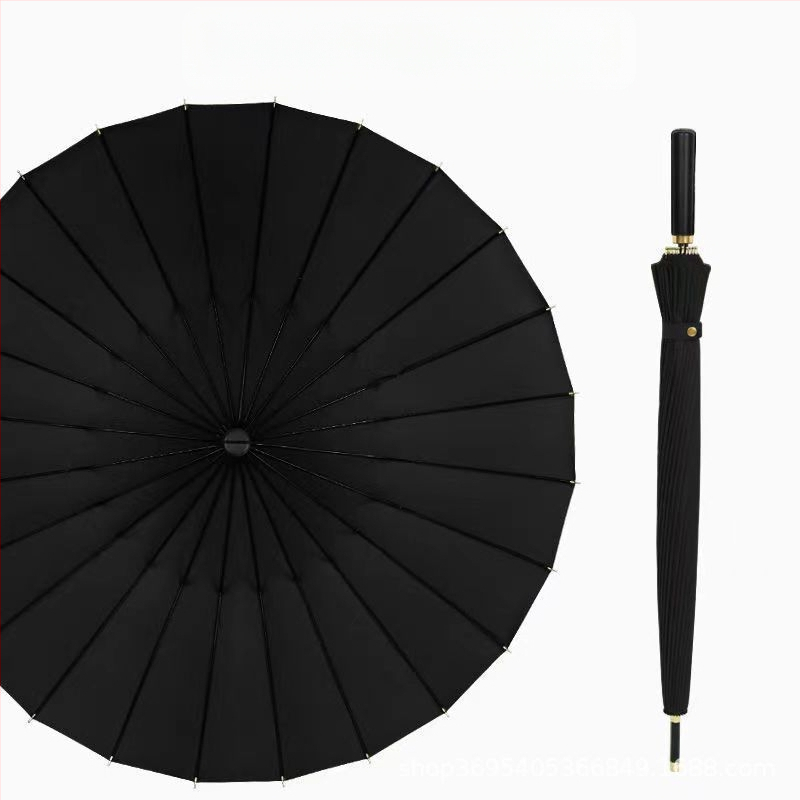 Голф чадър с дълга дръжка и водоустойчив капак, полуавтоматично отваряне и затваряне, автомобилен чадър с права дръжка, силен, устойчив на вятър, черен гумен слънцезащитен крем.