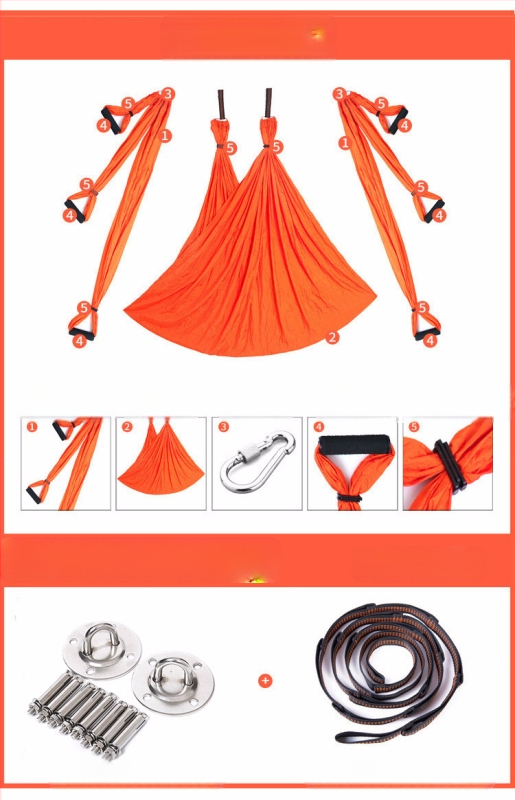 Rūpnīcas pieplūdes gaisa jogas šūpuļtīkls ar 6 rokturiem jogas studijā ar roku stāvēšanas fitnesa iekštelpu neelastīgu neilona audumu