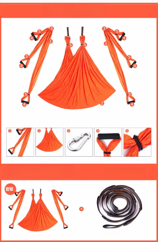 Rūpnīcas pieplūdes gaisa jogas šūpuļtīkls ar 6 rokturiem jogas studijā ar roku stāvēšanas fitnesa iekštelpu neelastīgu neilona audumu