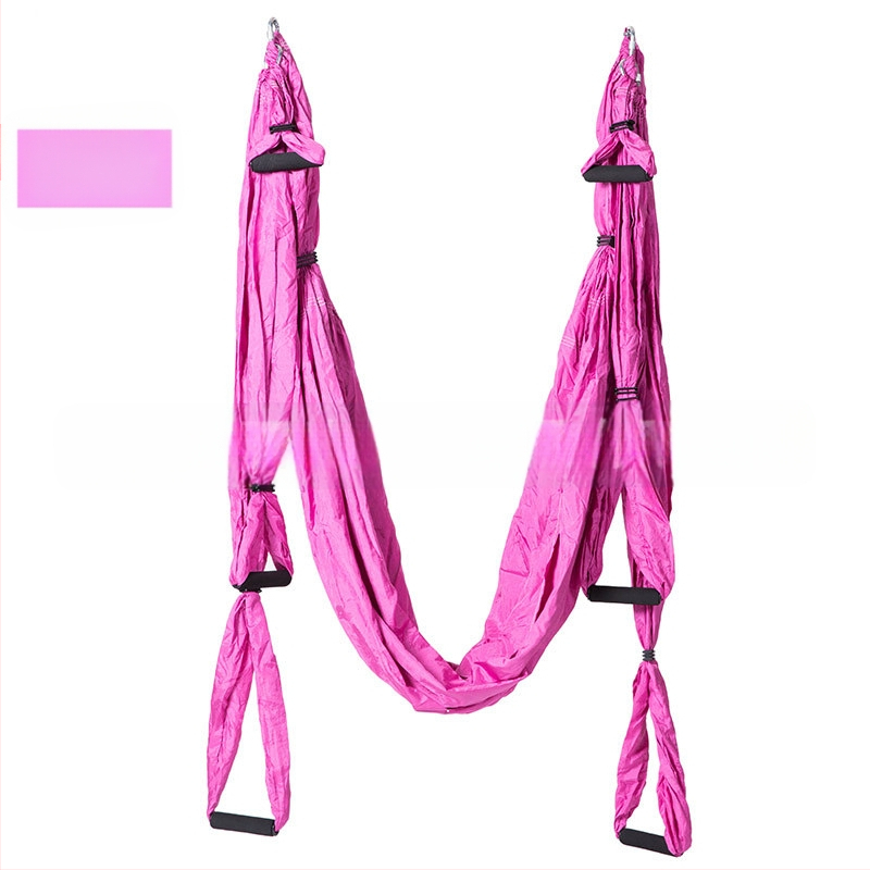 Rūpnīcas pieplūdes gaisa jogas šūpuļtīkls ar 6 rokturiem jogas studijā ar roku stāvēšanas fitnesa iekštelpu neelastīgu neilona audumu