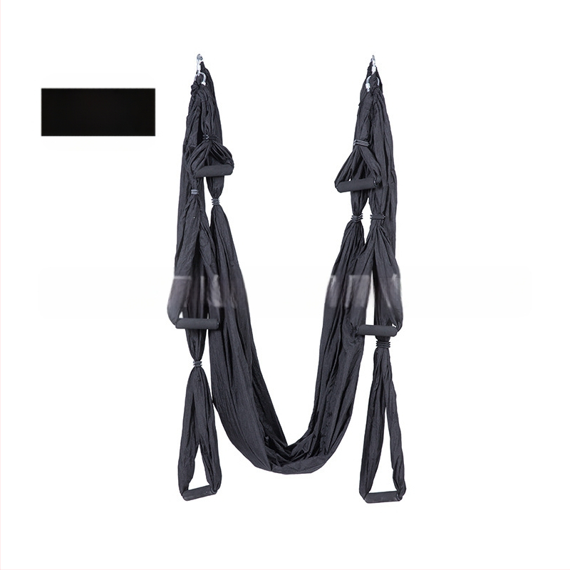 Rūpnīcas pieplūdes gaisa jogas šūpuļtīkls ar 6 rokturiem jogas studijā ar roku stāvēšanas fitnesa iekštelpu neelastīgu neilona audumu