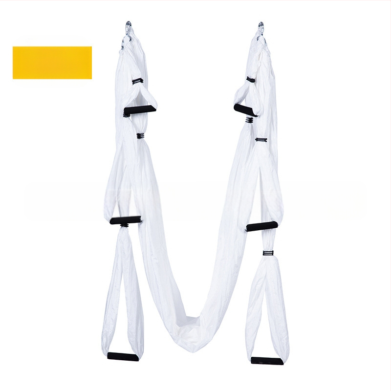 Rūpnīcas pieplūdes gaisa jogas šūpuļtīkls ar 6 rokturiem jogas studijā ar roku stāvēšanas fitnesa iekštelpu neelastīgu neilona audumu