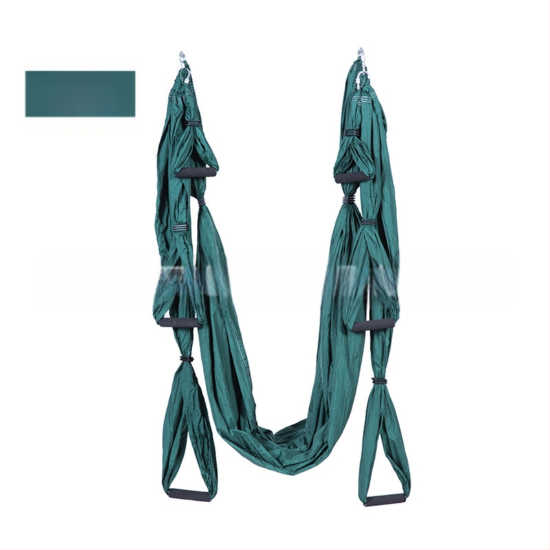 Rūpnīcas pieplūdes gaisa jogas šūpuļtīkls ar 6 rokturiem jogas studijā ar roku stāvēšanas fitnesa iekštelpu neelastīgu neilona audumu