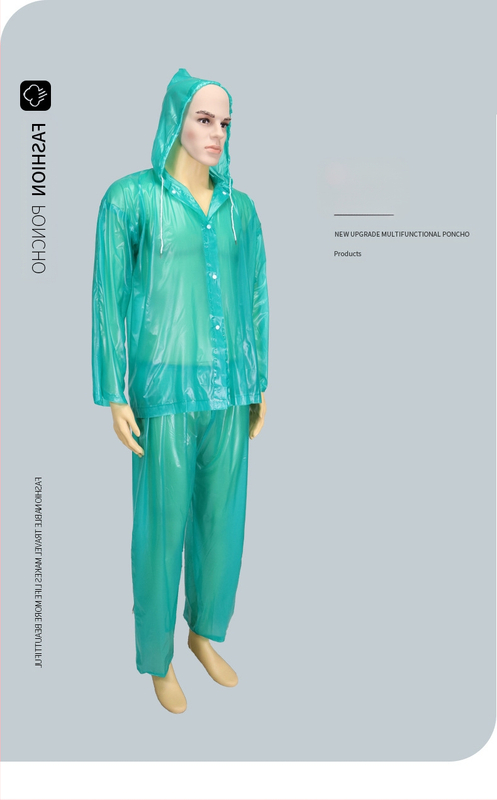 Sustorintas lietaus neperšlampamas lietpaltis ir kelnės, dviračio lietaus pončas, motociklo lietpaltis pristatymo motociklininkams, nepralaidus perpjautas lietpaltis