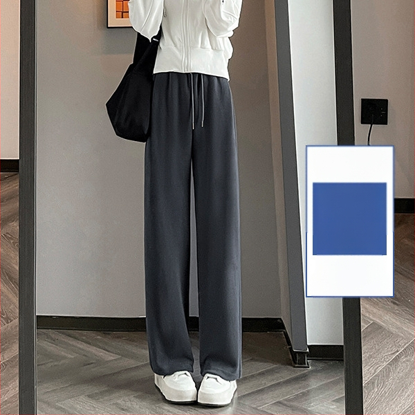 Sive uske ženske proljetne, jesenske i zimske trenirke visokog struka, ravne, drapirane, male ležerne sportske duge hlače