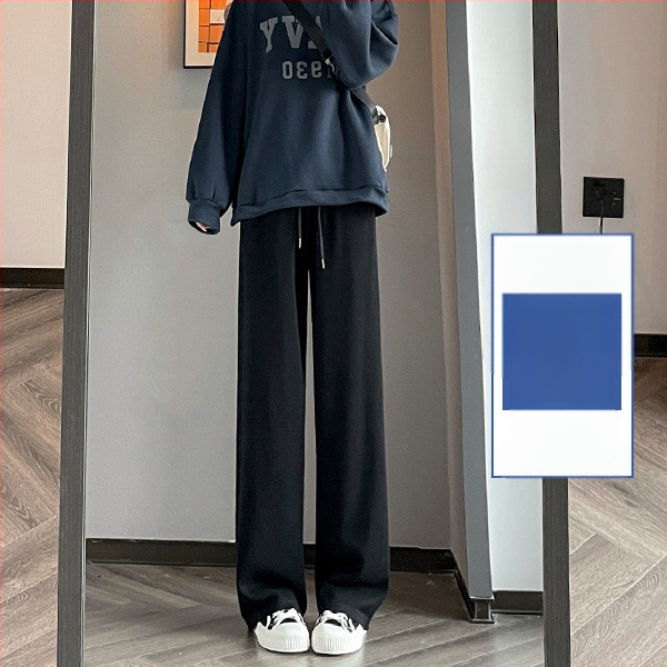 Sive uske ženske proljetne, jesenske i zimske trenirke visokog struka, ravne, drapirane, male ležerne sportske duge hlače