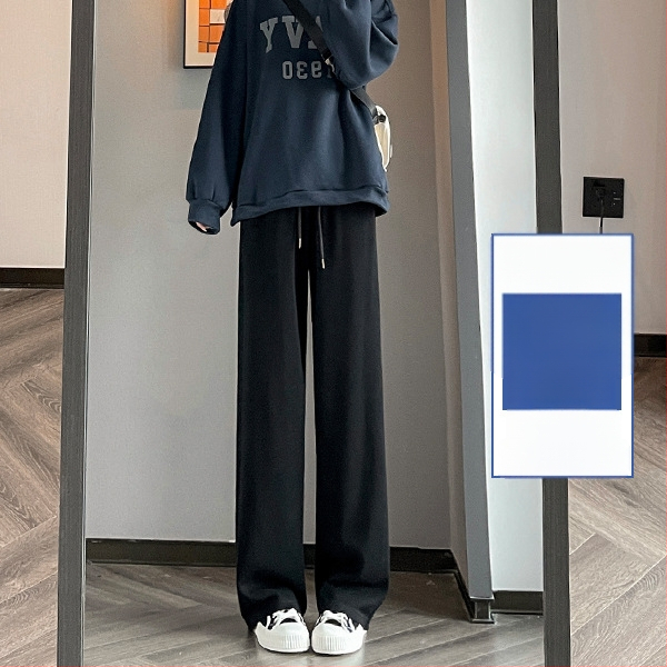 Sive uske ženske proljetne, jesenske i zimske trenirke visokog struka, ravne, drapirane, male ležerne sportske duge hlače