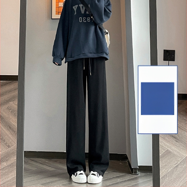 Sive uske ženske proljetne, jesenske i zimske trenirke visokog struka, ravne, drapirane, male ležerne sportske duge hlače