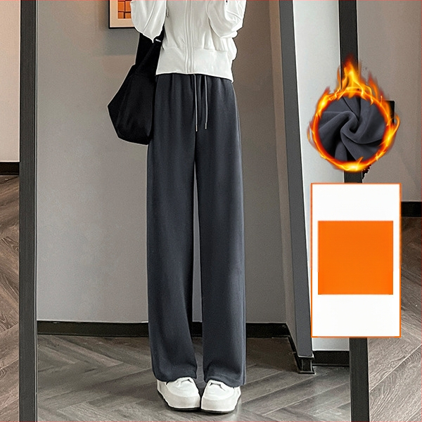 Sive uske ženske proljetne, jesenske i zimske trenirke visokog struka, ravne, drapirane, male ležerne sportske duge hlače