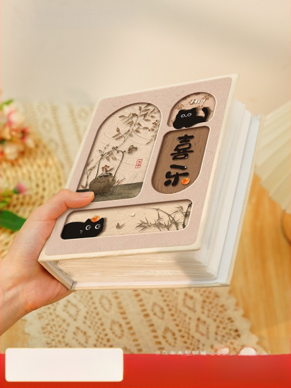 Малък фотоалбум в китайски стил, възпоменателен албум с голям капацитет с вложки, 5-инчов, 6-инчов, 7-инчов полароид, 3-инчов семеен албум за растеж на бебета