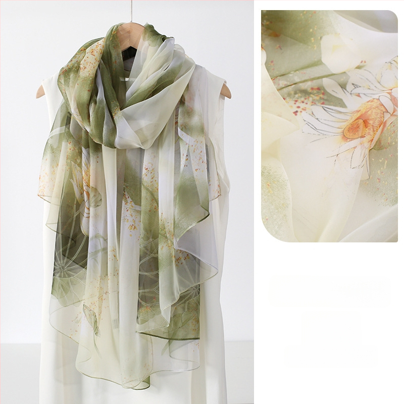 Šilkinis šalikas moterims, 2024 m. naujo stiliaus plonas vasaros vidurio rudens festivalio dovanų dėžutė, didelė skara mamai ir vyresnio amžiaus žmonėms