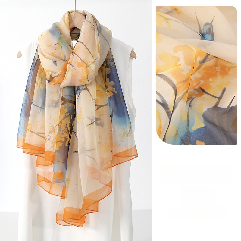 Šilkinis šalikas moterims, 2024 m. naujo stiliaus plonas vasaros vidurio rudens festivalio dovanų dėžutė, didelė skara mamai ir vyresnio amžiaus žmonėms