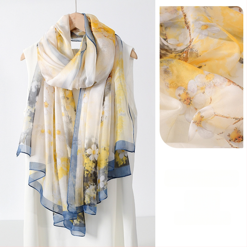 Šilkinis šalikas moterims, 2024 m. naujo stiliaus plonas vasaros vidurio rudens festivalio dovanų dėžutė, didelė skara mamai ir vyresnio amžiaus žmonėms