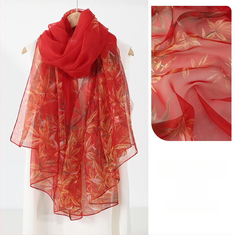 Šilkinis šalikas moterims, 2024 m. naujo stiliaus plonas vasaros vidurio rudens festivalio dovanų dėžutė, didelė skara mamai ir vyresnio amžiaus žmonėms