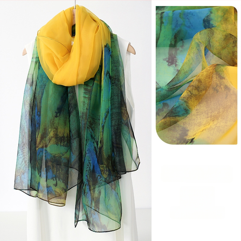 Šilkinis šalikas moterims, 2024 m. naujo stiliaus plonas vasaros vidurio rudens festivalio dovanų dėžutė, didelė skara mamai ir vyresnio amžiaus žmonėms