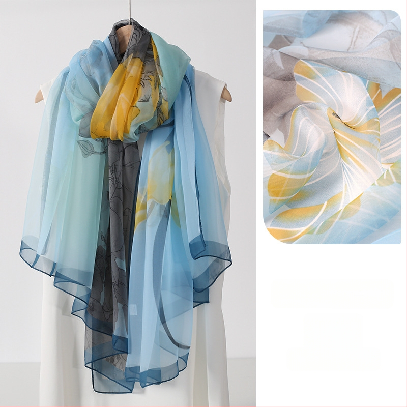 Šilkinis šalikas moterims, 2024 m. naujo stiliaus plonas vasaros vidurio rudens festivalio dovanų dėžutė, didelė skara mamai ir vyresnio amžiaus žmonėms