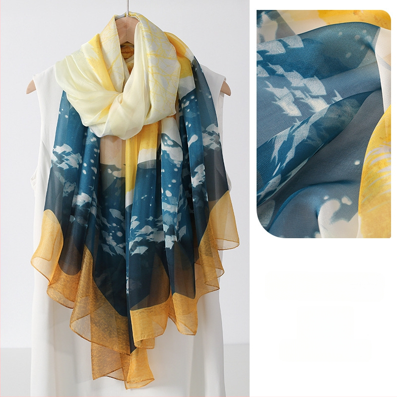 Šilkinis šalikas moterims, 2024 m. naujo stiliaus plonas vasaros vidurio rudens festivalio dovanų dėžutė, didelė skara mamai ir vyresnio amžiaus žmonėms