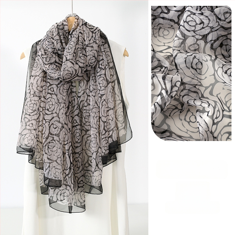 Šilkinis šalikas moterims, 2024 m. naujo stiliaus plonas vasaros vidurio rudens festivalio dovanų dėžutė, didelė skara mamai ir vyresnio amžiaus žmonėms