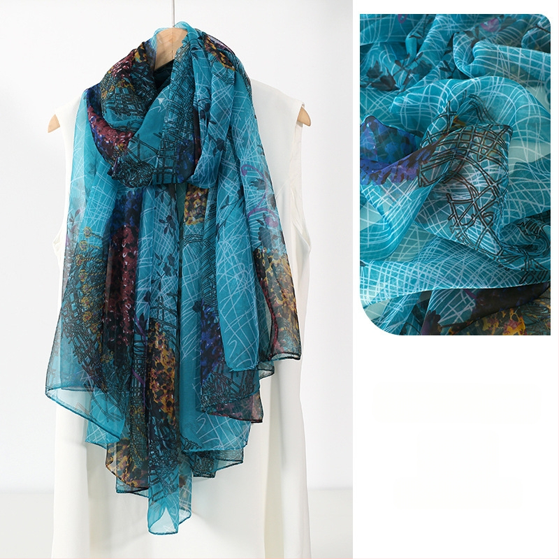 Šilkinis šalikas moterims, 2024 m. naujo stiliaus plonas vasaros vidurio rudens festivalio dovanų dėžutė, didelė skara mamai ir vyresnio amžiaus žmonėms