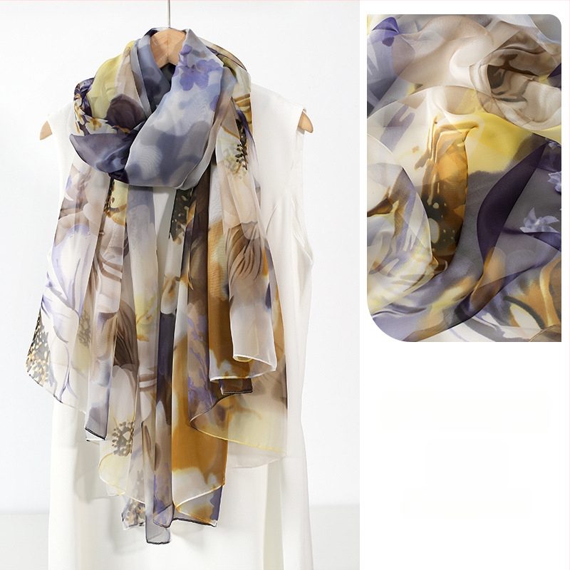 Šilkinis šalikas moterims, 2024 m. naujo stiliaus plonas vasaros vidurio rudens festivalio dovanų dėžutė, didelė skara mamai ir vyresnio amžiaus žmonėms