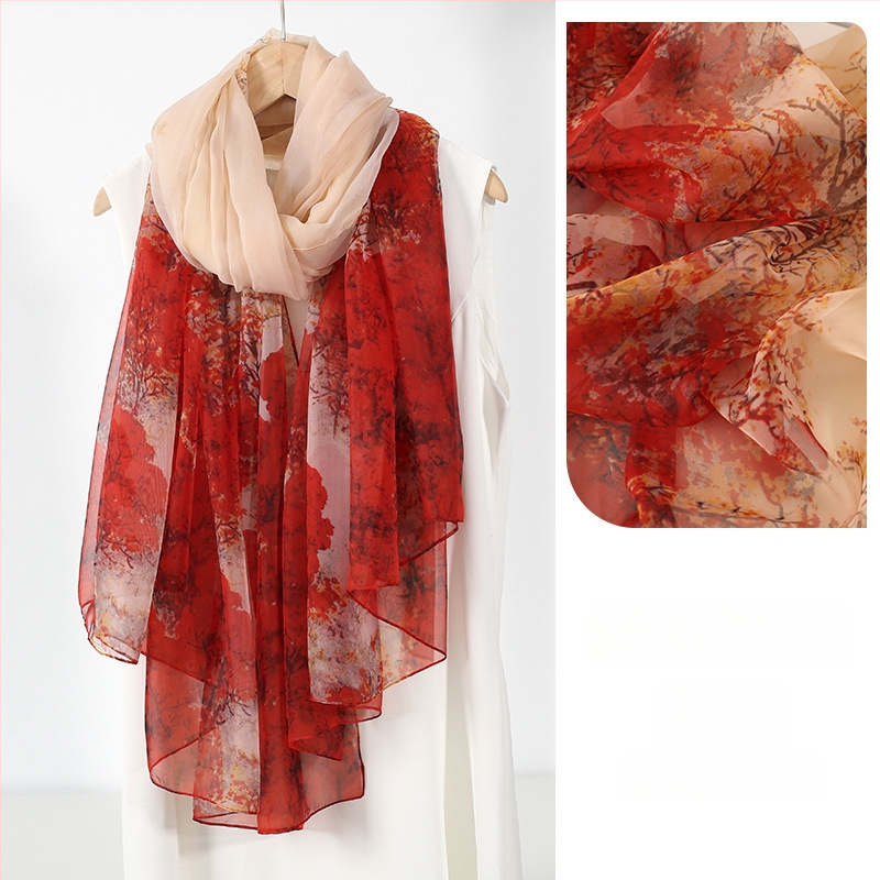 Šilkinis šalikas moterims, 2024 m. naujo stiliaus plonas vasaros vidurio rudens festivalio dovanų dėžutė, didelė skara mamai ir vyresnio amžiaus žmonėms